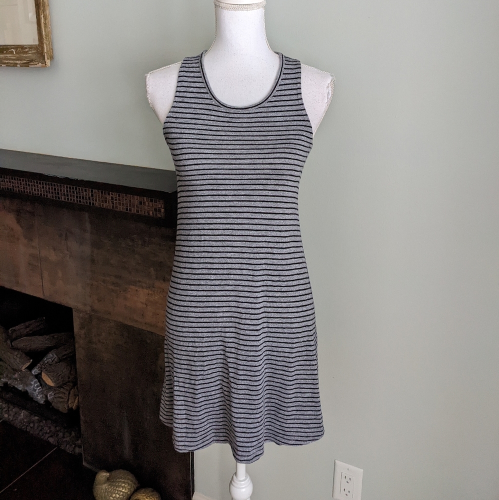 Madewell Highpoint Tank Dress in Stripe Women's XXS Gray Casual Dress 169